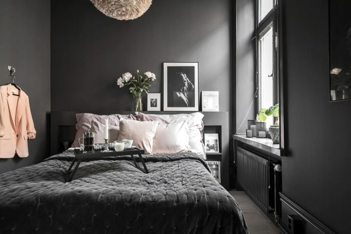 черно-серая спальня