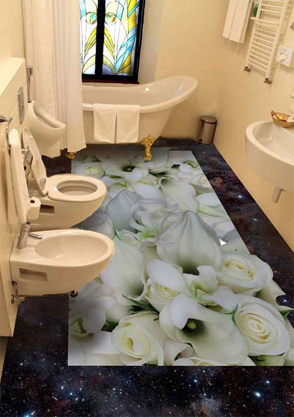 Наливной пол в ванной комнате — установка с учётом особенностей помещения (92 фото + видео)