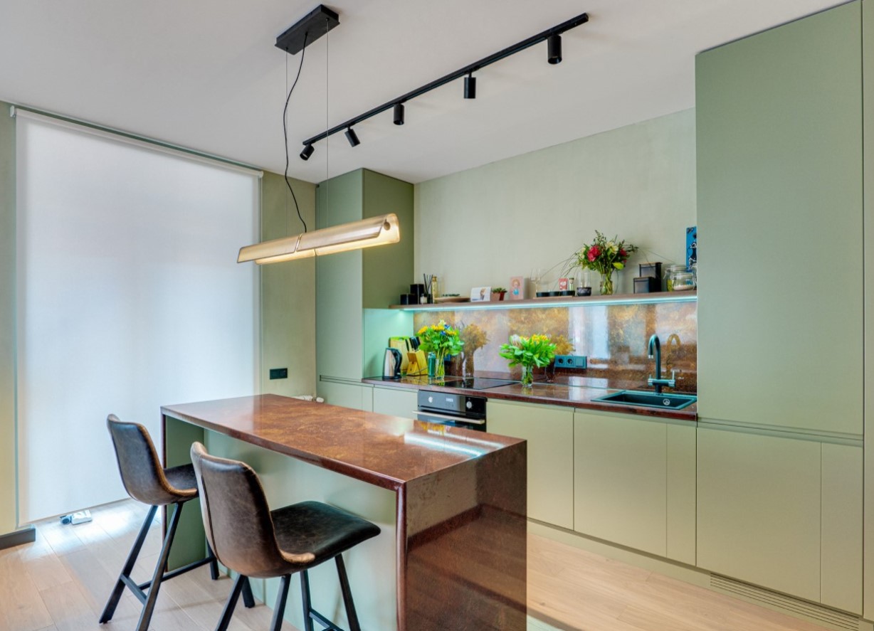 Фисташковый цвет в интерьере кухни | Cтатьи о мебели и интерьере