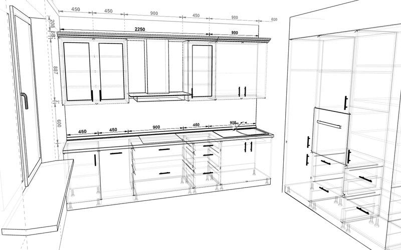 Высота нижних кухонных шкафов со столешницей от пола стандарт