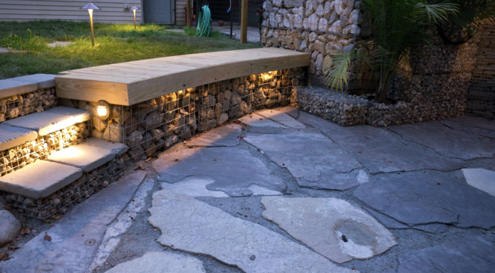 скамья из габионов