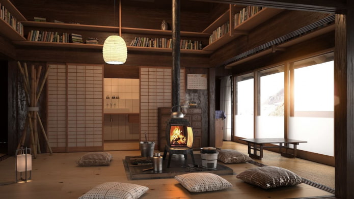 японский интерьер деревянного дома