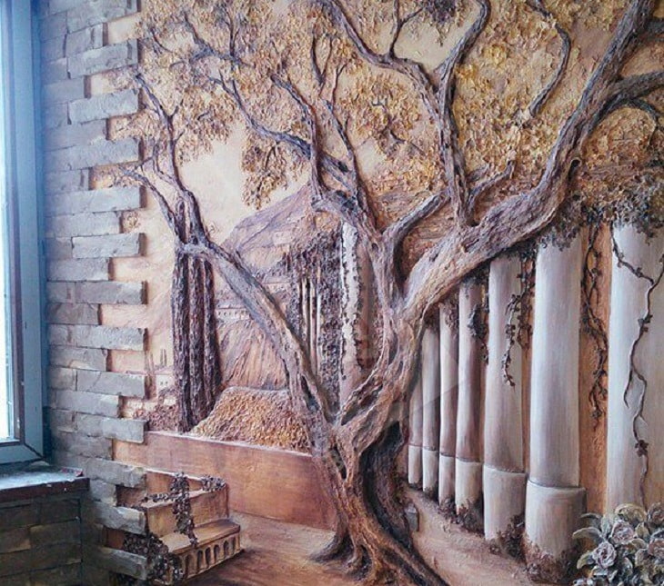 Рисунок дерева на стене - 78 фото
