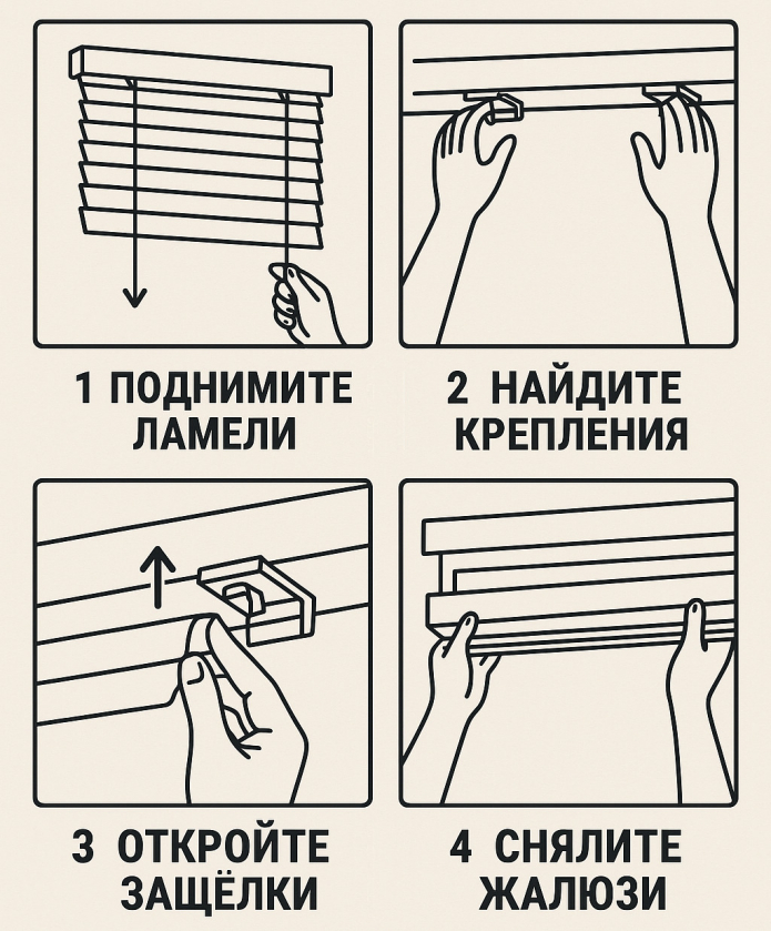 снять горизонтальные жалюзи снять горизонтальные жалюзи