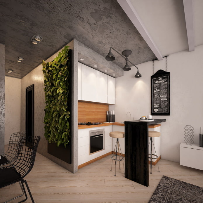Дизайн зоны кухни квартиры 48 кв