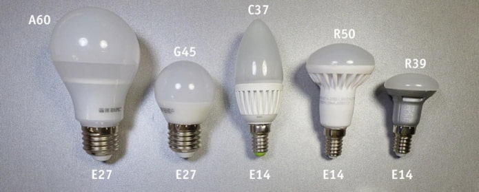 Вариации ламп с цоколем E14, E27