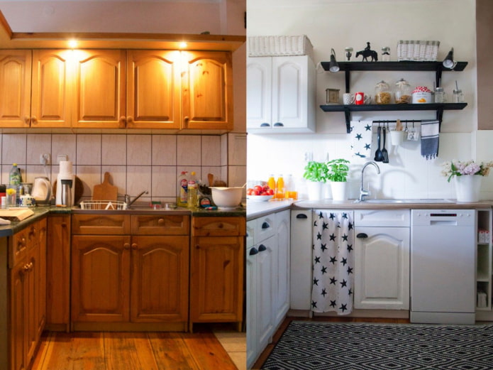 Кухня до и после окрашивания