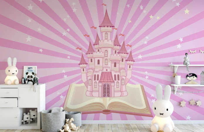 розовые фотообои