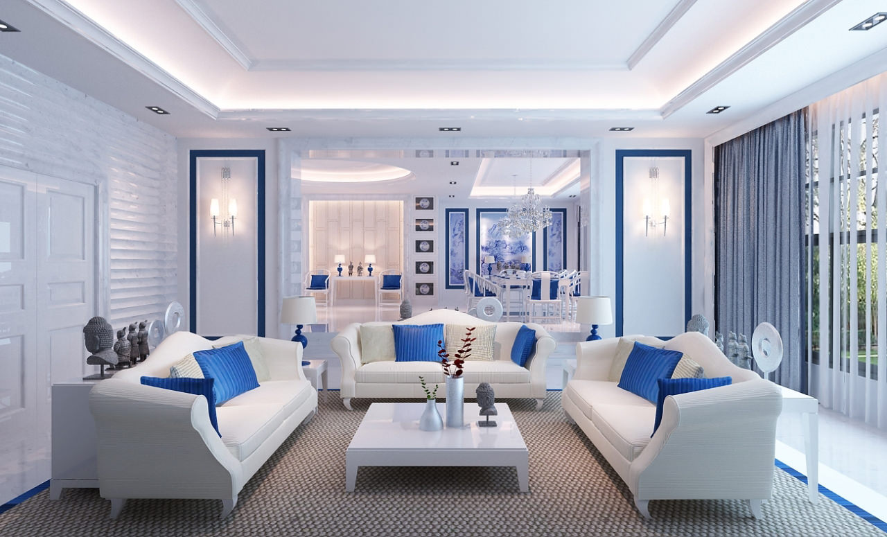 Дизайн гостиной фото в синих тонах