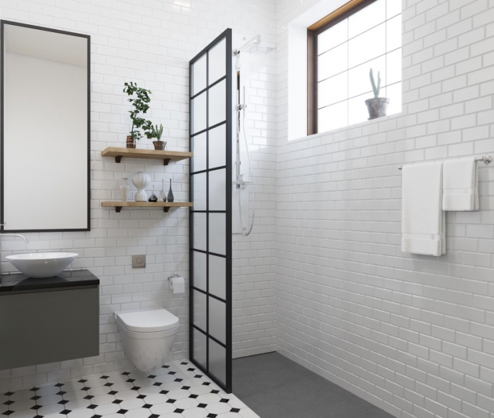 кирпич в ванной