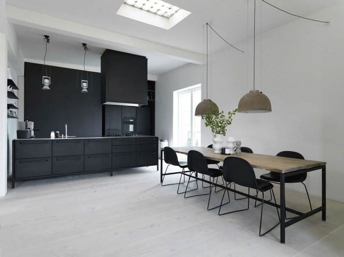 Чорний гарнітур в інтер'єрі на кухні: дизайн, вибір шпалер, 90 фото - 9