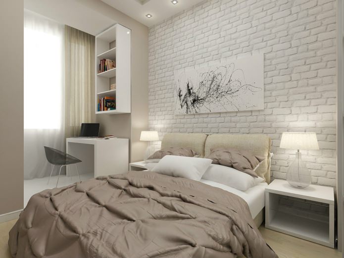 дизайн спальни в однокомнатной квартире 45 кв. м.