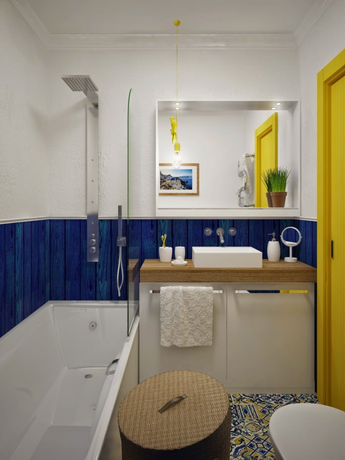 дизайн ванной комнаты, объединенной с туалетом