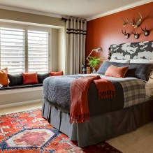 Дизайн спальни в оранжевых тонах: особенности оформления, сочетания, фото-11