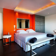 Спальня с оранжевой мебелью