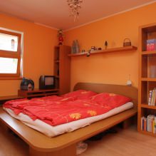 Дизайн спальни в оранжевых тонах: особенности оформления, сочетания, фото-9