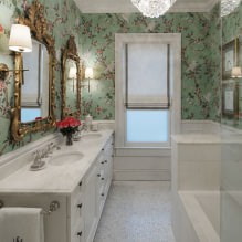 Обои для ванной комнаты: плюсы и минусы, виды, дизайн, 70 фото в интерьере-11