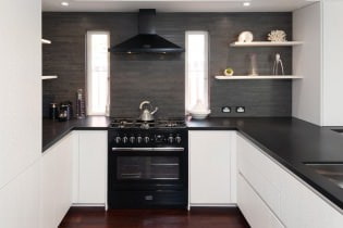 Дизайн белой кухни с черной столешницей: 80 лучших идей, фото в интерьере