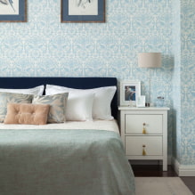 Дизайн спальни с голубыми обоями