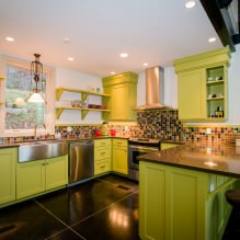 Зеленый кухонный гарнитур: особенности выбора, сочетания, 60 фото-24