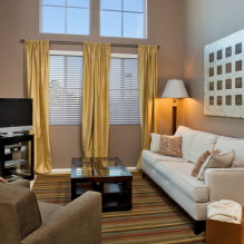Дизайн комнаты с золотыми шторами: выбор ткани, сочетания, виды штор, 70 фото -15