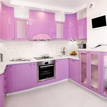 Фиолетовый гарнитур на кухне: дизайн, сочетания, выбор стиля, обоев и штор-0