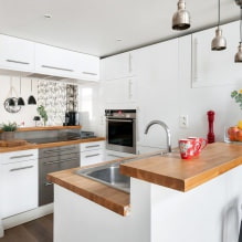 Белая кухня с деревянной столешницей: 60 современных фото и вариантов дизайна-16