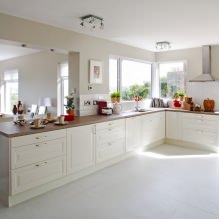Белая кухня с деревянной столешницей: 60 современных фото и вариантов дизайна-11