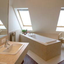 Дизайн ванной на мансарде: особенности отделки, цвет, стиль, выбор штор, 65 фото-9