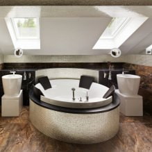 Дизайн ванной на мансарде: особенности отделки, цвет, стиль, выбор штор, 65 фото-1