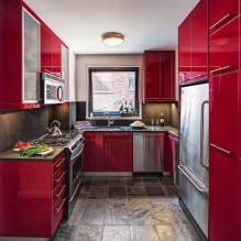 Красный кухонный гарнитур: особенности, виды, сочетания, выбор стиля и штор-7