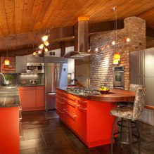 Красный кухонный гарнитур: особенности, виды, сочетания, выбор стиля и штор-11