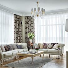 Дизайн гостиной в светлых тонах: выбор стиля, цвета, отделки, мебели и штор-5