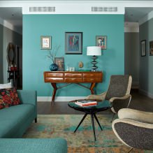 Дизайн гостиной в бирюзовом цвете: 55 лучших идей и реализаций в интерьере-7