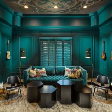 Дизайн гостиной в бирюзовом цвете: 55 лучших идей и реализаций в интерьере-1