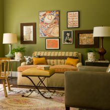 Дизайн интерьера в оливковом цвете: сочетания, стили, отделка, мебель, акценты-14