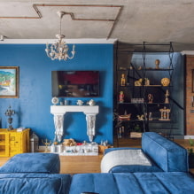 Синие обои: сочетания, дизайн, выбор штор, стиля и мебели, 80 фото в интерьере -4