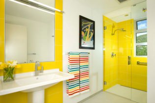 Солнечный дизайн ванных в желтом цвете