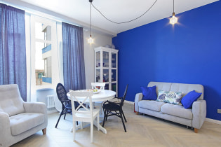 Синий цвет в интерьере: сочетание, выбор стиля, отделки, мебели, штор и декора