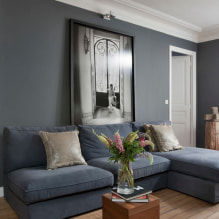 Серый диван в интерьере: виды, фото, дизайн, сочетание с обоями, шторами, декор-2