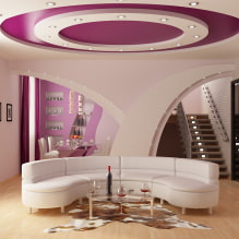 Фото потолков из гипсокартона для зала: одноуровневые, двухуровневые, дизайн, подсветка-1