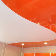 Комбинированные натяжные потолки: сочетание по цвету, фактуре, с другими материалами, разноуровневые-8