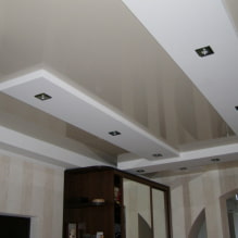 Комбинированные гипсокартонные и натяжные потолки: дизайн, сочетания по цвету, фото в интерьере-3