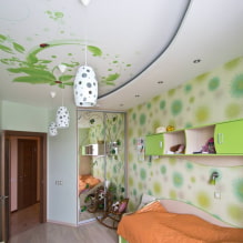 Комбинированные гипсокартонные и натяжные потолки: дизайн, сочетания по цвету, фото в интерьере-5