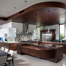 Двухуровневый потолок на кухне: виды, дизайн, цвет, варианты форм, подсветка-4