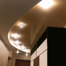 Натяжной потолок в коридоре и прихожей: виды конструкций, фактуры, форм, освещение, цвет, дизайн-3