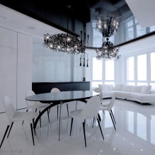 Черно-белый натяжной потолок: виды конструкций, фактур, форм, варианты дизайна-5