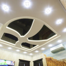 Черно-белый натяжной потолок: виды конструкций, фактур, форм, варианты дизайна-10