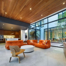 Деревянный потолок: виды, дизайн, цвет, освещение, примеры в стилях лофт, минимализм, классика, прованс-0