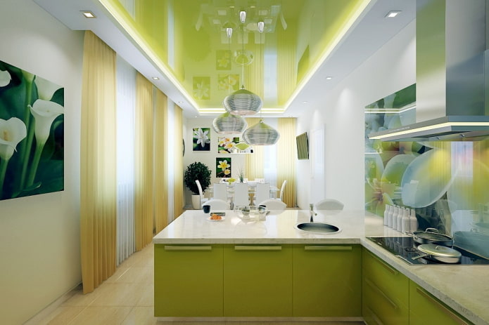 Зеленый потолок — фото лучших идей дизайна потолка с зеленым оттенком